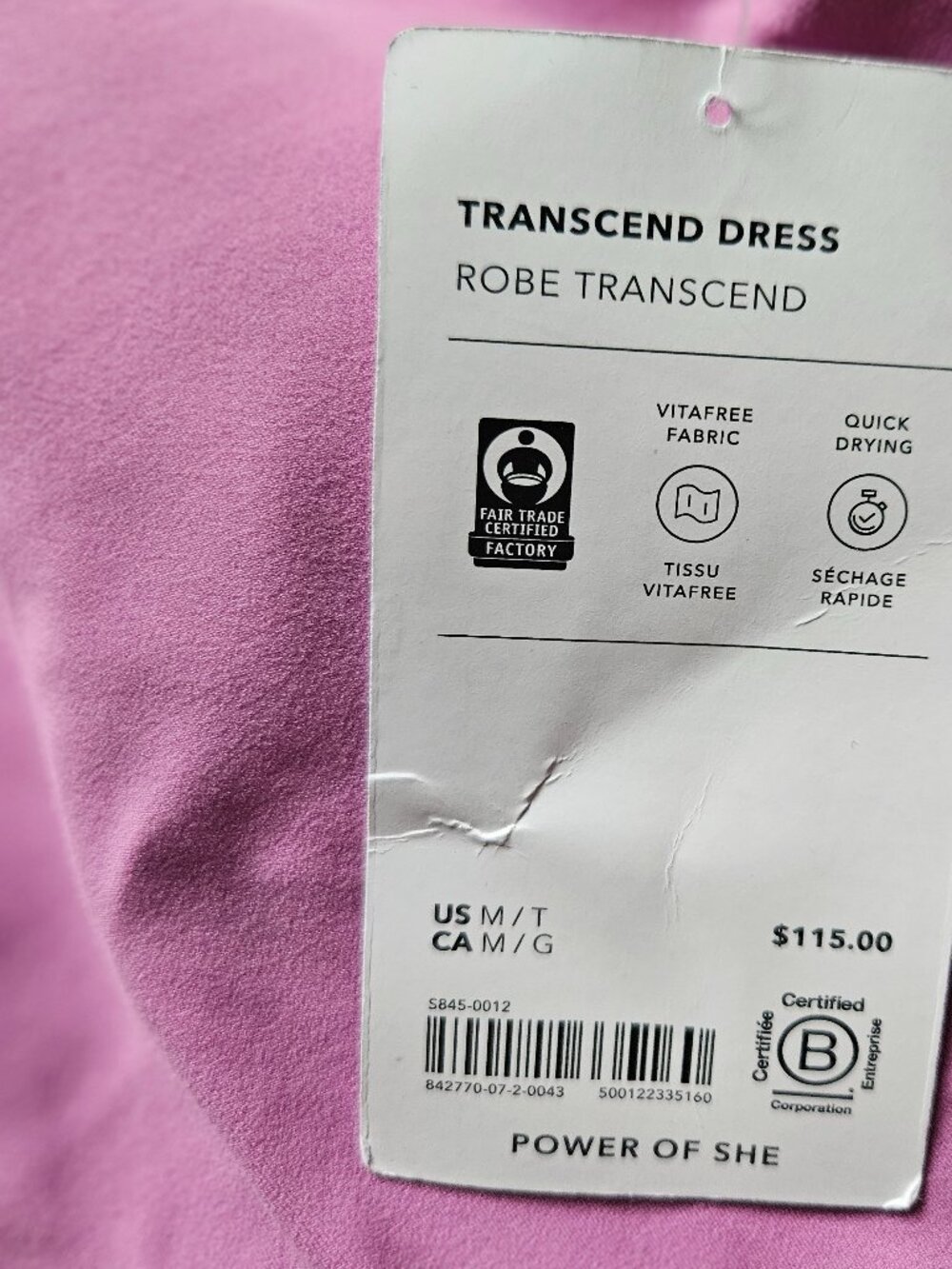 Athleta Transcend Dress Pink Medium TALL MT Built-In Shorts Athleisure or Active - Picture 8 of 12